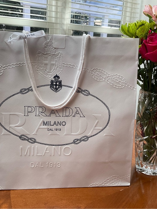 Prada Accessories - Prada white embossed shopping bag AUTHENTIC NWT